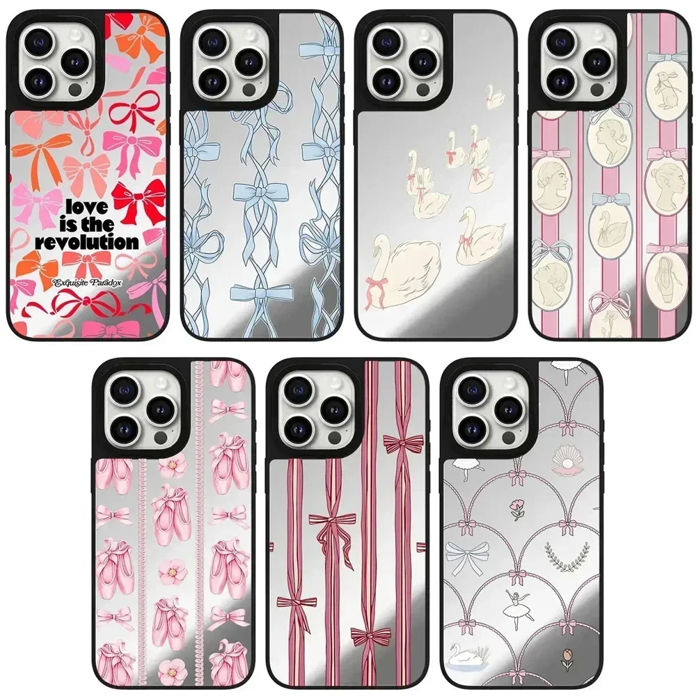 

Bowknot Mirror Magnetic iPhone 12 13 14 15 16 Pro Max Protective Case