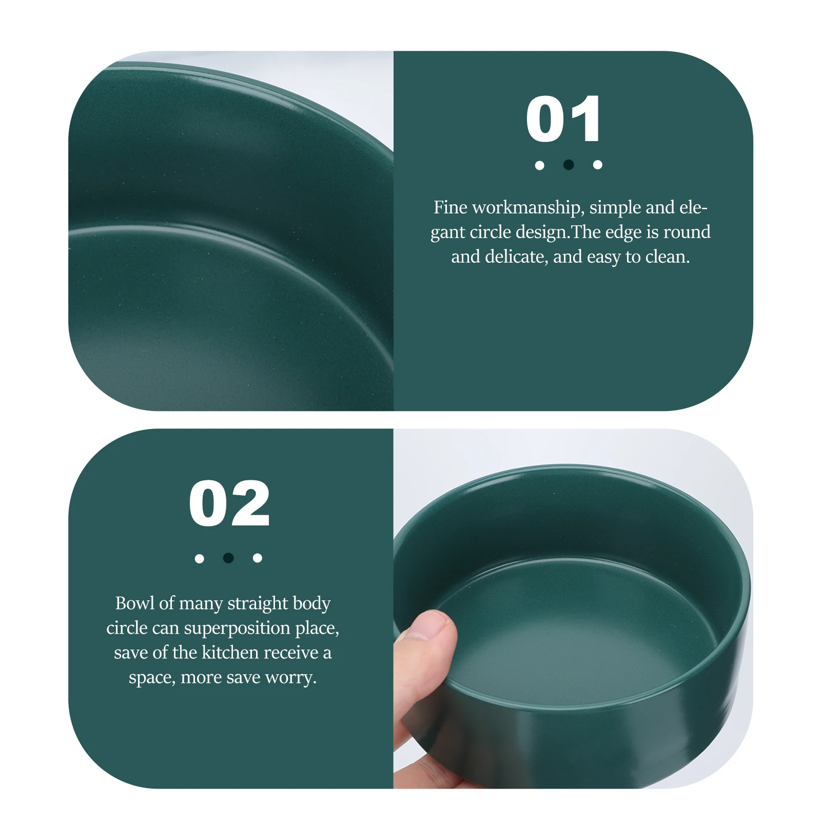 

Ceramic Bowls Feeder Cat Feeding Bowl Cat Water Bowl Soup Ramen Pet Green Fine Workmanship Easy Clean Microwave Safe