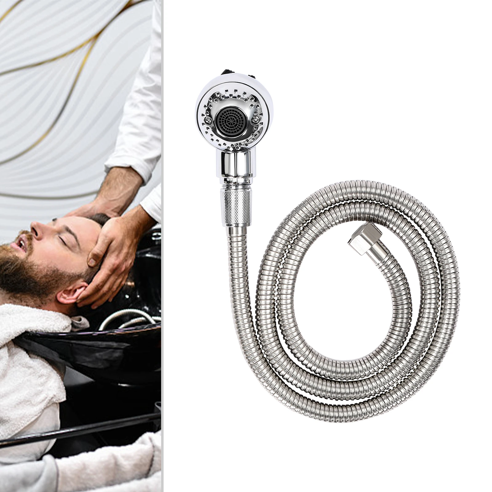 

Professional Shower Head 2 Mode Salon Sprayer with 1.2m Hose Kitchen Sink Spray Head for Hair Washing Pet Bath Bidet Cleaning