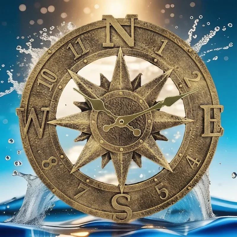 12 Inch Retro Outdoor Courtyard Decoration Waterproof Wall Clock Garden Resin Wall Clock Home Living Room Office Art Wall Clock