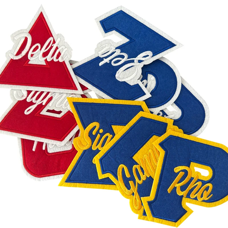 Classic Sorority Greek Alphabet Iron-on Patches, Machine Embroidery Greek Letter Delta Sigma Theta, SGRho  for Clothing