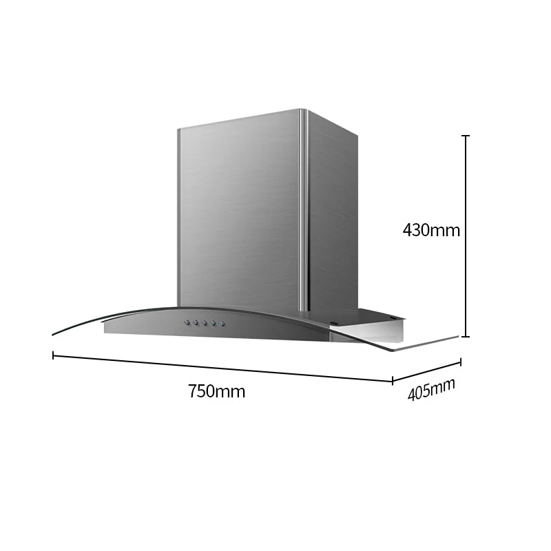 New Style Electric Vented Extractor Chimney Kitchen Cooker Appliance Range Hoods Wall-mounted Tempered Glass Housing Household