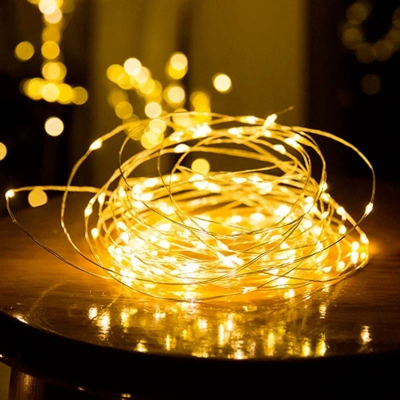 Copper Wire LED String Lights, Fairy Guirlanda, Iluminação do feriado, árvore de Natal, decoração de casamento, 3m, 5m, 10m