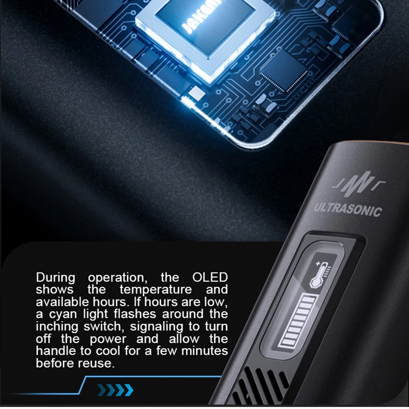 Nóż ultradźwiękowy Jakemy JM-Y10 PRO z ekranem OLED, ochrona przed przegrzaniem, elektryczne narzędzie do cięcia, rzeźbienia i szlifowania DIY