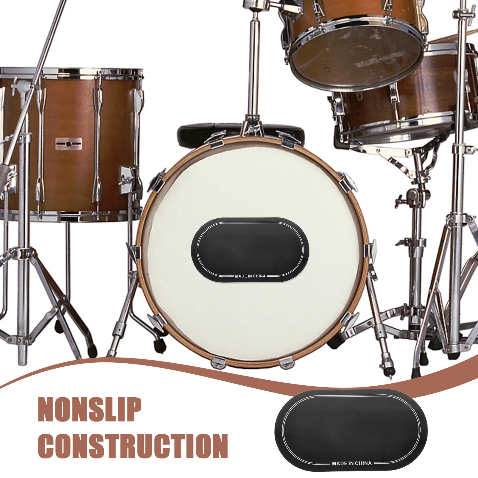 

2Pcs Black Bass Drumhead Protector Kick Pedal Patch Double Foot Eliminate Overtones Clean Sound Drum Accessories Drum Parts