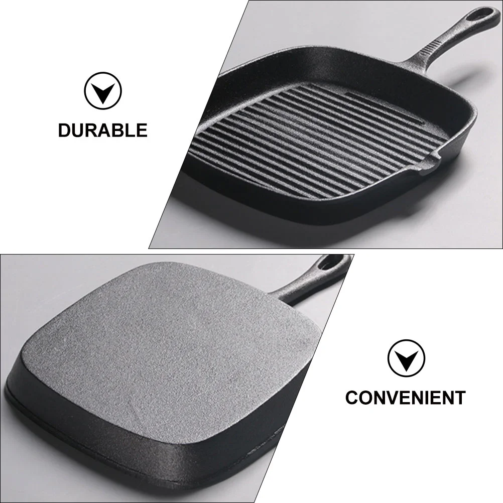 Pans Steak Skillet Square Iron Non-stick Stripe Frying Steak-Frying Cast Uncoated