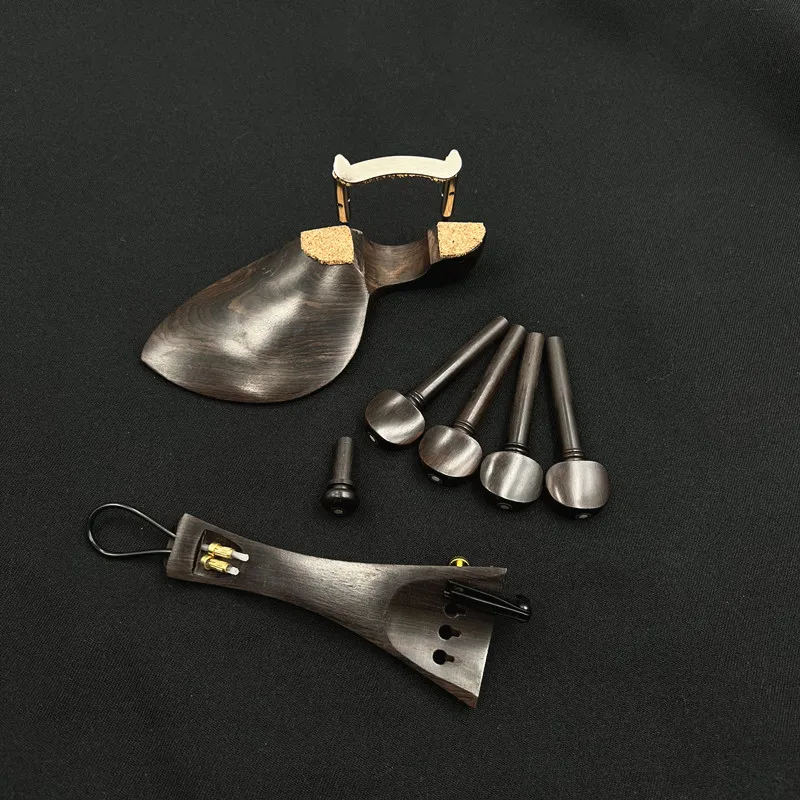 1 takım yüksek kalite 4/4 keman doğal abanoz ahşap aksesuarları parçaları parçaları, tailpiece + Tuning kazıklar + Endpins + çene dinlenme/çene