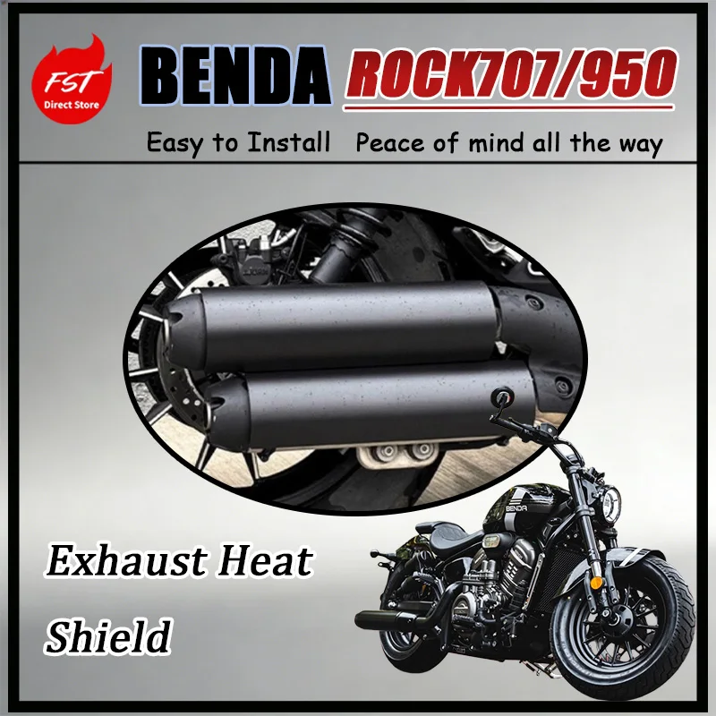 FOR BENDA Rock 707/950 Modified Stainless Steel Exhaust Heat Shield Decorative Protective Cover for Motorcycle - Effectively
