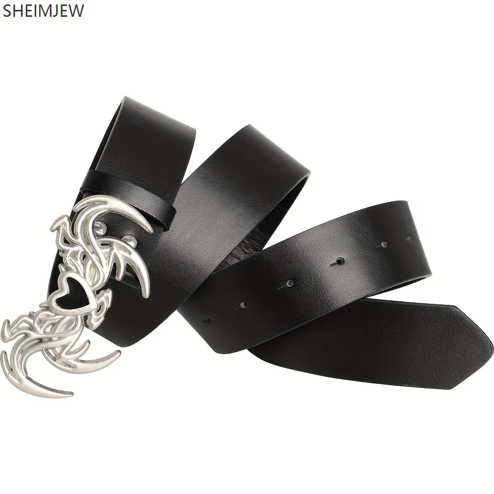 แฟชั่นผู้หญิงเข็มขัดฮาโลวีนคอสเพลย์ Retro Gothic Punk สไตล์อุปกรณ์เสริมส่วนบุคคลไม่สม่ําเสมอเข็มขัด Pu เข็มขัด Y2k เข็มขัด