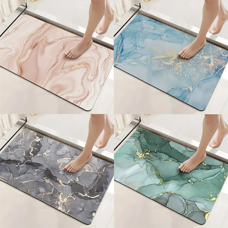 Colorful Marble Texture Pattern Door Front Mat Decoration Home Bathroom Floor Mat