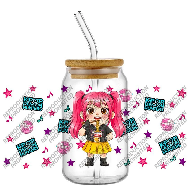 新しいKPOP漫画ハンターデザイン簡単剥離防水パーティーDIYデカール3D転写uvdtfタンブラーステッカー16オンスuv dtfカップラップ