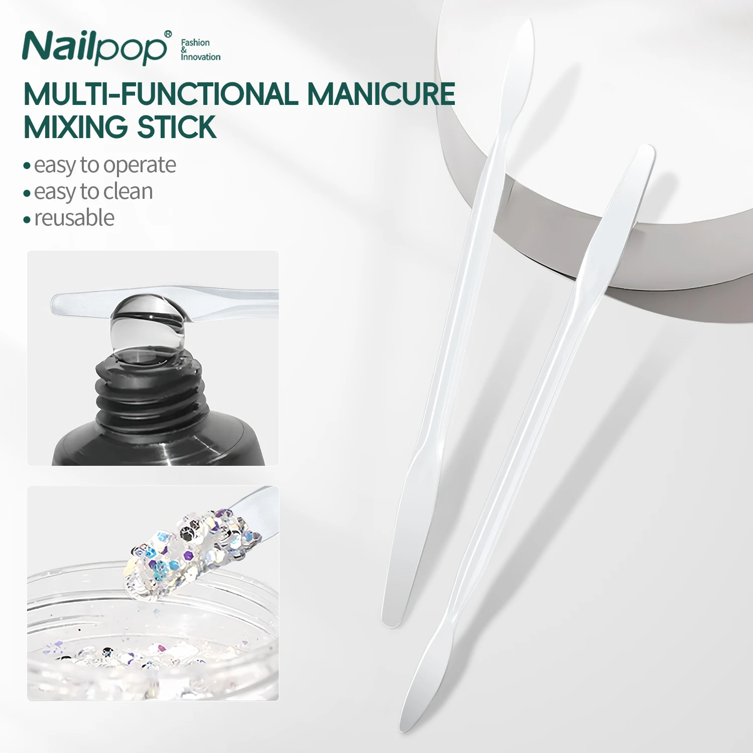 

Nailpop 5/10/50/100pcs Mixing Sticks For Gel Polish Acrylic Nail Art Easy Operate Reusable Cleaning Picking Gel Sequin Remover