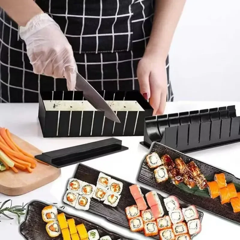 10 Pcs/Set Japanese Sushi Accessories Kitchen Sushi Maker DIY Sushi Making Kit Roll Rice Mold Sushi Mold Kitchen Tools