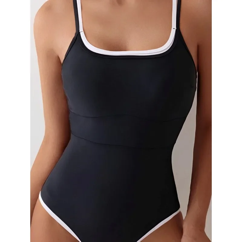 

Sexy Spaghetti Strap Swimwear Women Simple Classic Solid Skinny One Piece Swimsuit Hot Springs Bathing Suits Swim Beachwear 2025
