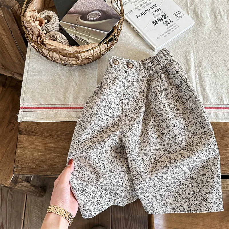 2025 Autumn New Arrivals Children's Japanese Style Pants Floral Casual Pants Girls' and Boys' Pants Kids Clothing