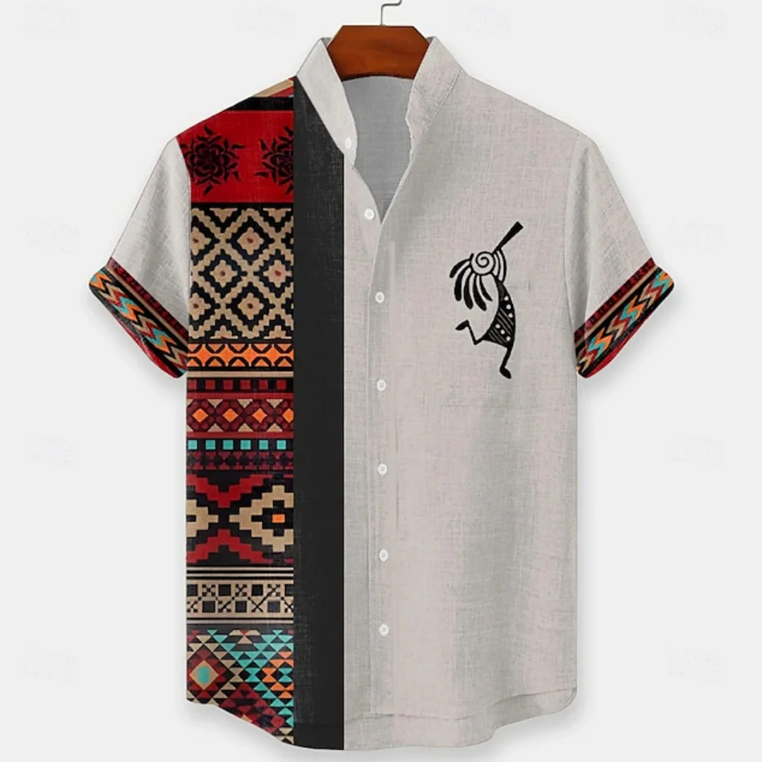 

Summer Men's Shirts Outdoor Casual Short Sleeve Tops Vintage Ethnic Style Fashion Men's Clothing Shirts Hawaii Short Sleeve
