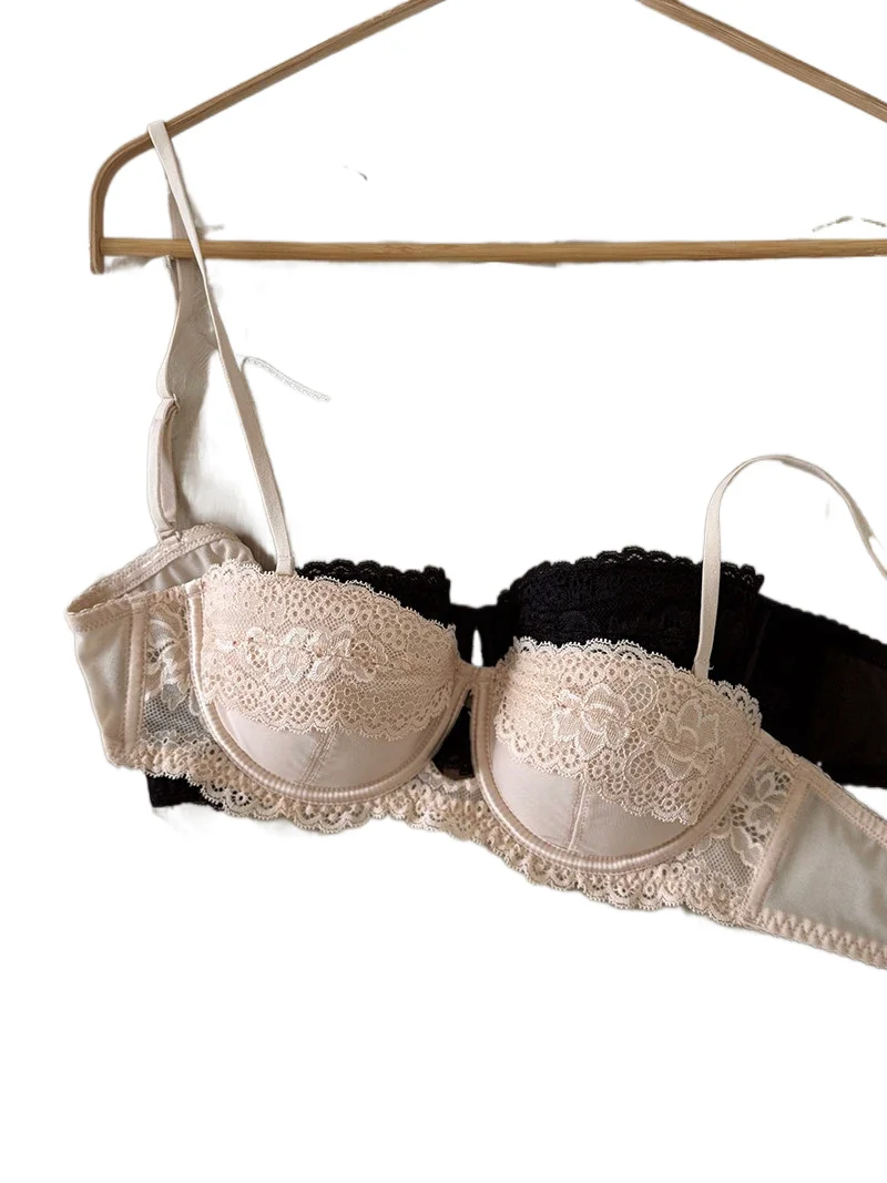 KUCLUT Cup Bra Women's Cotton Summer Thin Breathable Anti-Slip Gathered Tube Top Underwear Soft Steel Ring Strap Design