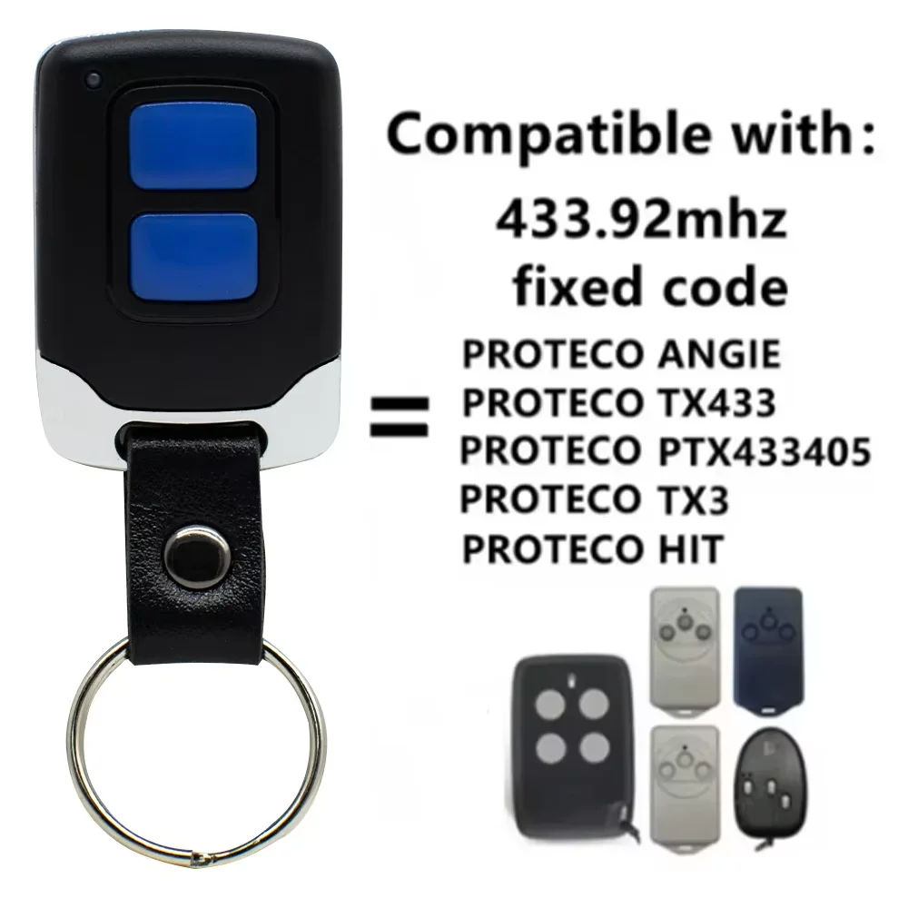 PROTECO ANGIE / TX433 / PTX433405 / TX3 / HIT Garage Remote Control 433.92MHz Fixed Code Transmitter Gate Key Fob