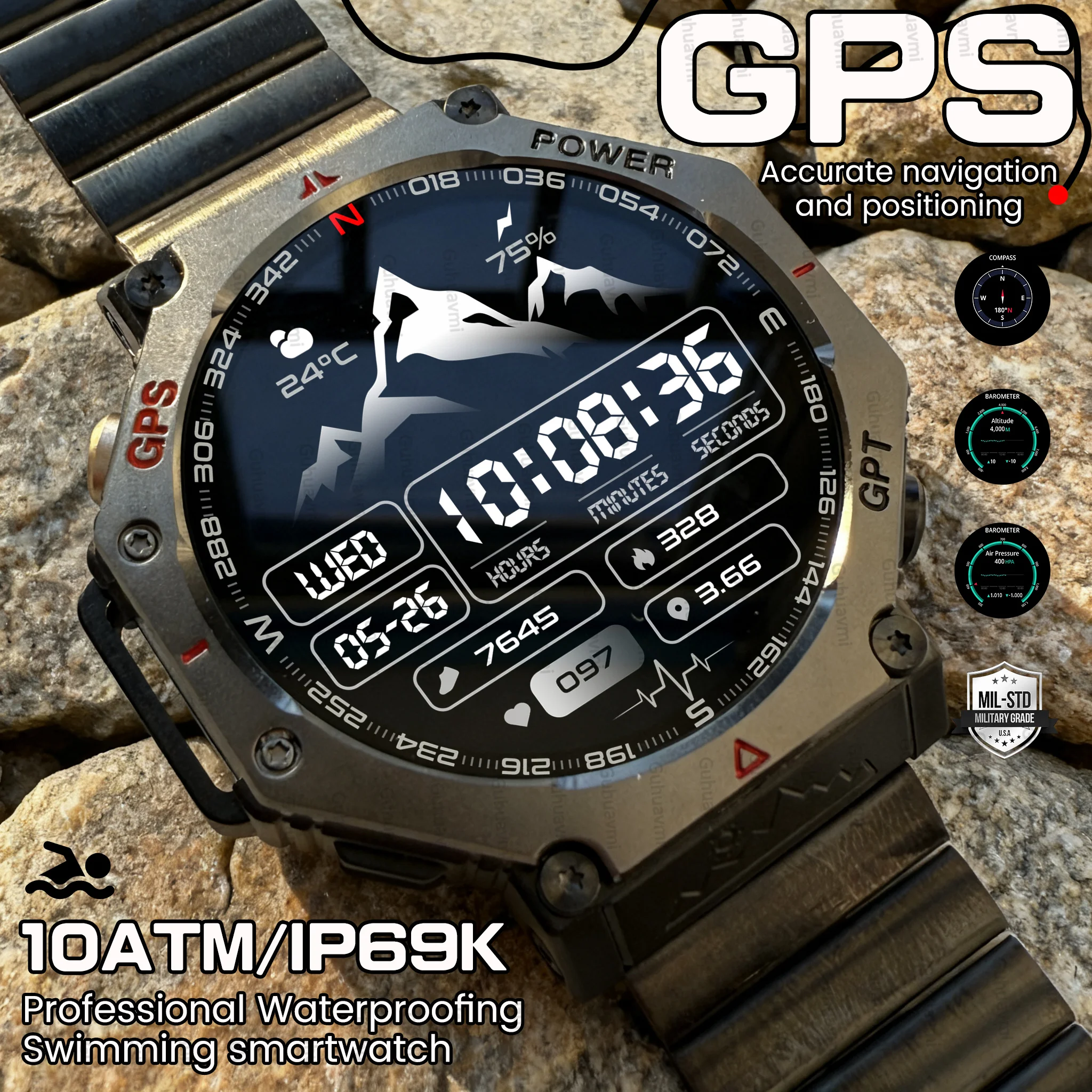 

New Outdoor GPS Men Smart Watch Altimeter Barometer Heart Rate 10ATM Waterproof Bluetooth Call Adult Sports Fitness Smartwatches