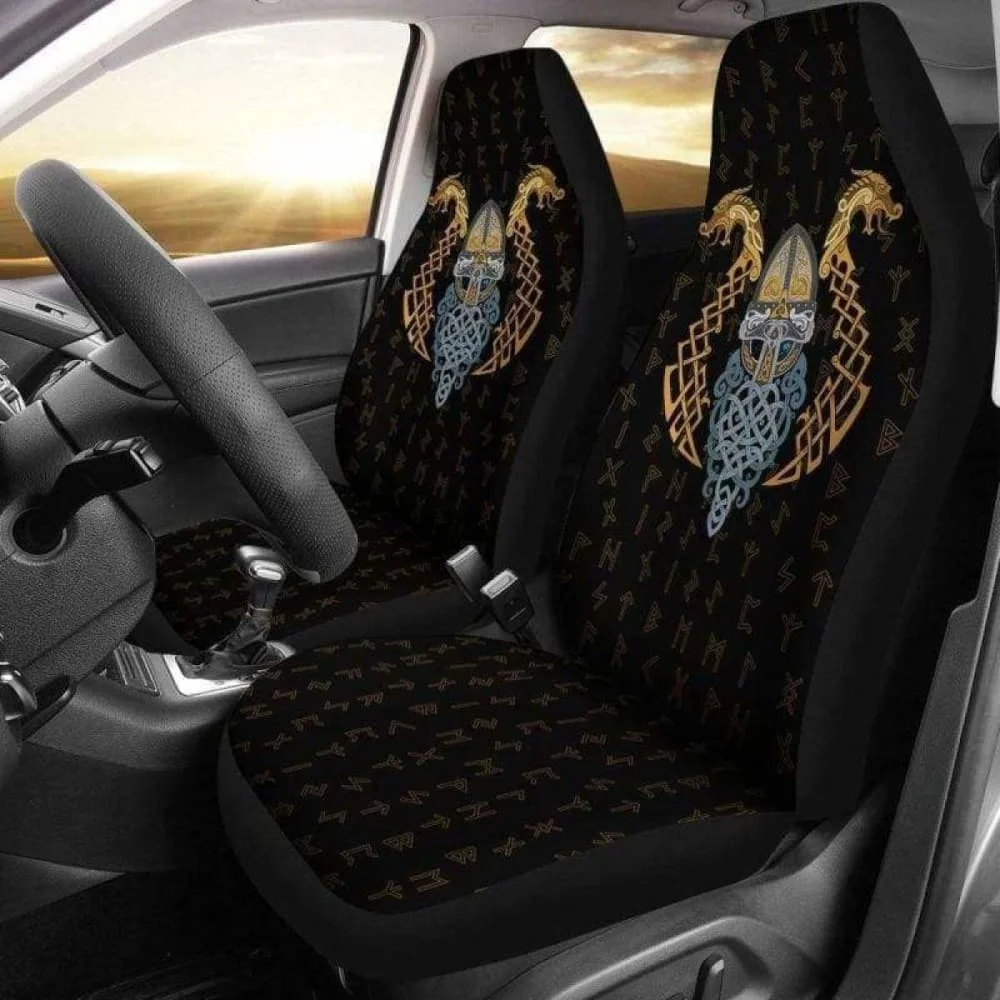 Viking Dragon Odin Rune Car Seat Covers,Pack of 2 Universal Front Seat Protective Cover