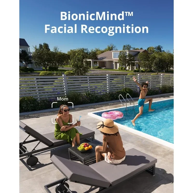 Security Camera Outdoor Wireless, 4K with Integrated Solar Panel, Face Recognition AI, Expandable Local Storage, Spotlight