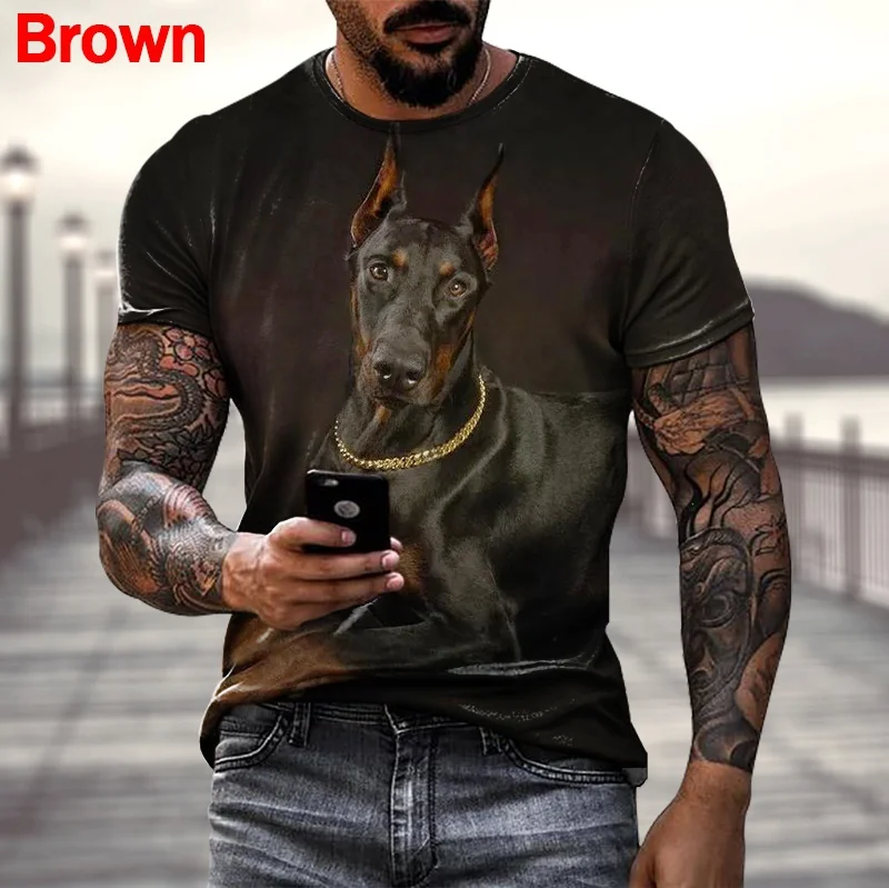 Doberman Picture Printed Cool Casual Short Sleeve T Shirt