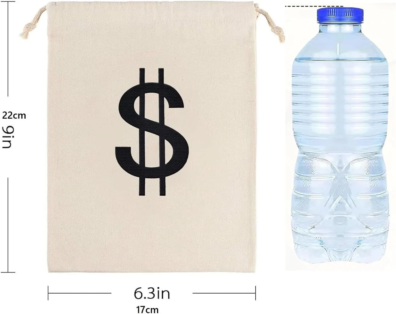 

20 Pack 6.3 x 9 Inches Small Linen Money Bags - Halloween Prop Money Bag with Dollar Sign Drawstring Bag for Cosplay Theme Party