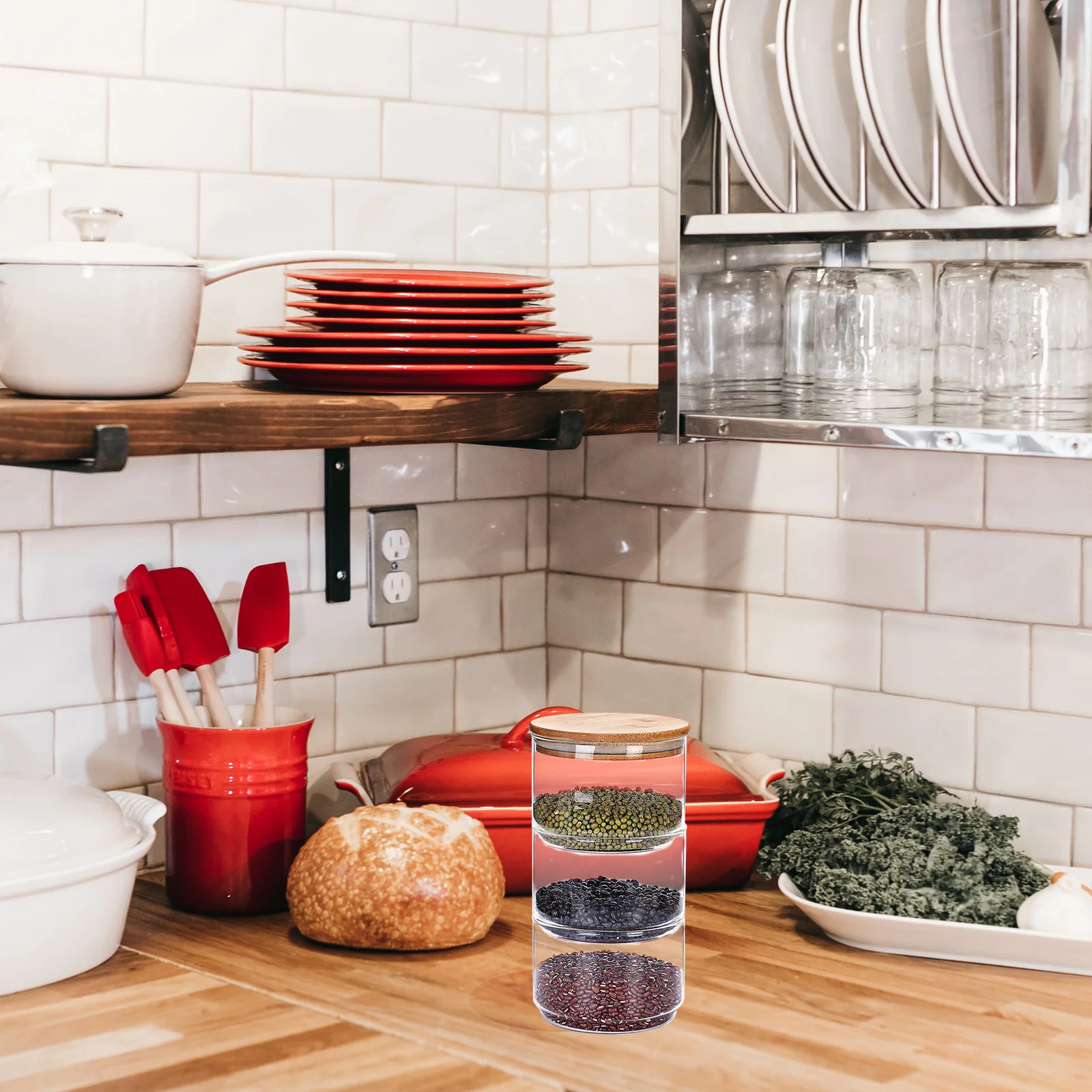 

1Pcs Three Layer Fresh Bowl Glass Fruit Salad Bowl for Kitchen Food Serving Fruit Plate Seasoning Dish