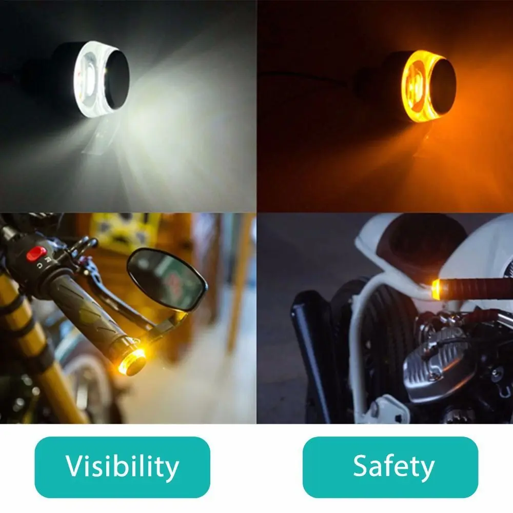 1/2Pcs New 12V Motorcycle Turn Signals 22mm Flashing Handle Bar LED Light End Blinker for Moto Handle Bar