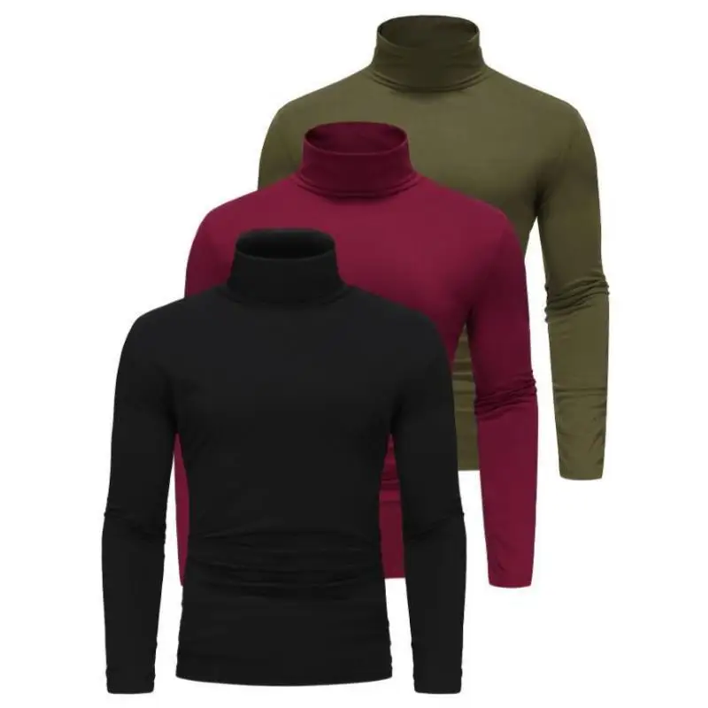 Suéter masculino de malha com gola alta, 3 peças, outono inverno, gola grossa, ciwalk, roupa interna, não deformável, fibra coolmax
