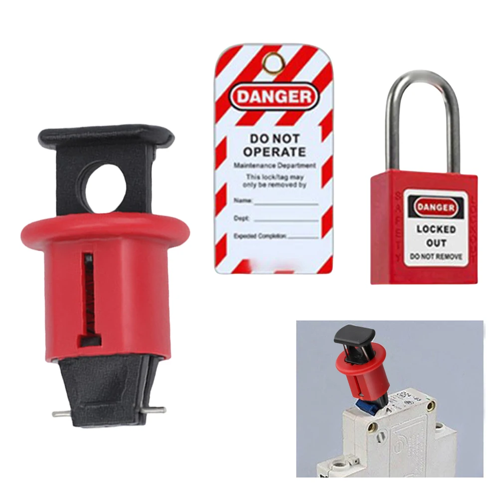 Compliance With Safety Isolation Procedures Circuit Breaker Lock Black And Red Circuit Breaker Lock Enhanced Technician Safety