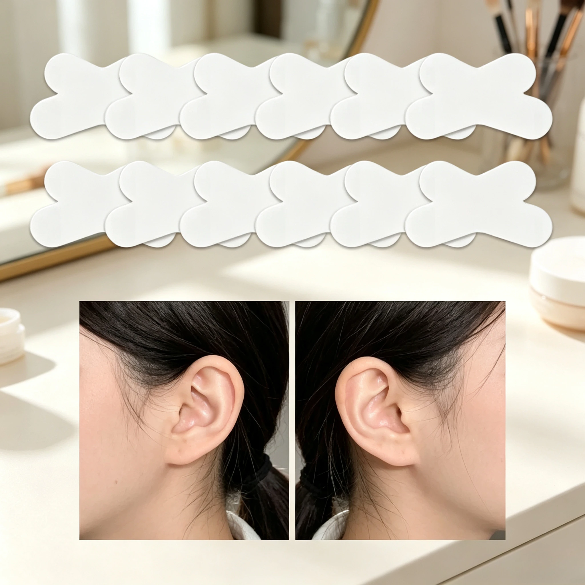 12/30Pcs Elf Ear Support Stickers, Invisible Earlobe Corrector Patches, Elf Ear Makeup V‑Face Stickers for Easy Use
