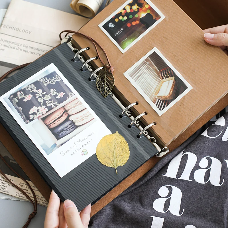 Vintage Travel Memory Book Loose-leaf Binder Photocards Scrapbooking Album Creative Film-covering Scrapbook Album De Fotos