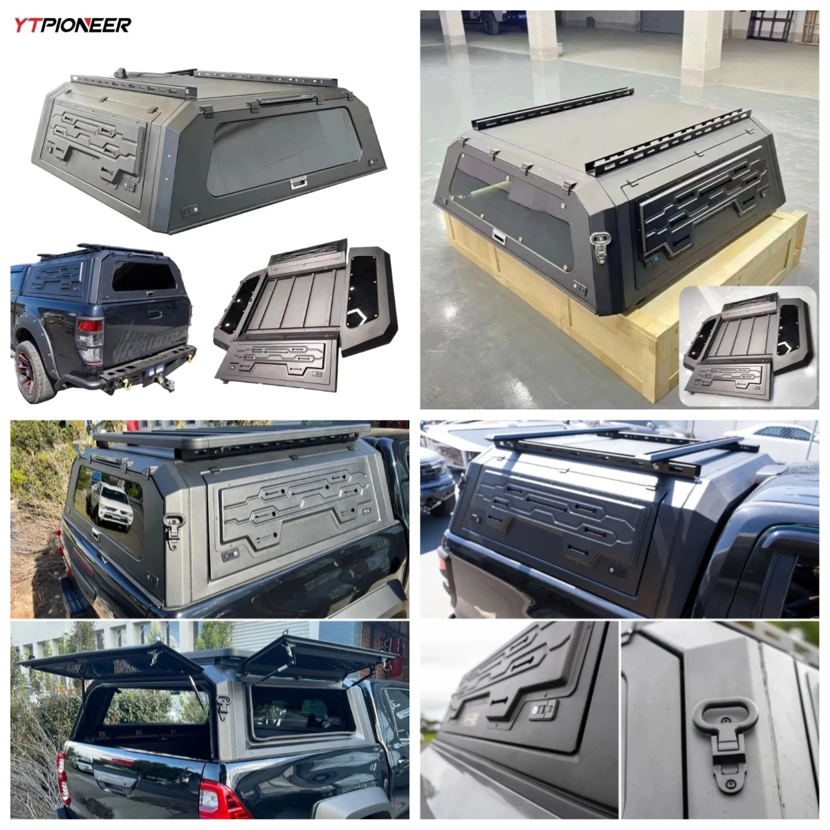 

2024 2025 Ranger T9 Next Gen Wildtrak Ute Bed Cap Camping Shell Aluminium Topper Black Hardtop Truck Canopy with Glass