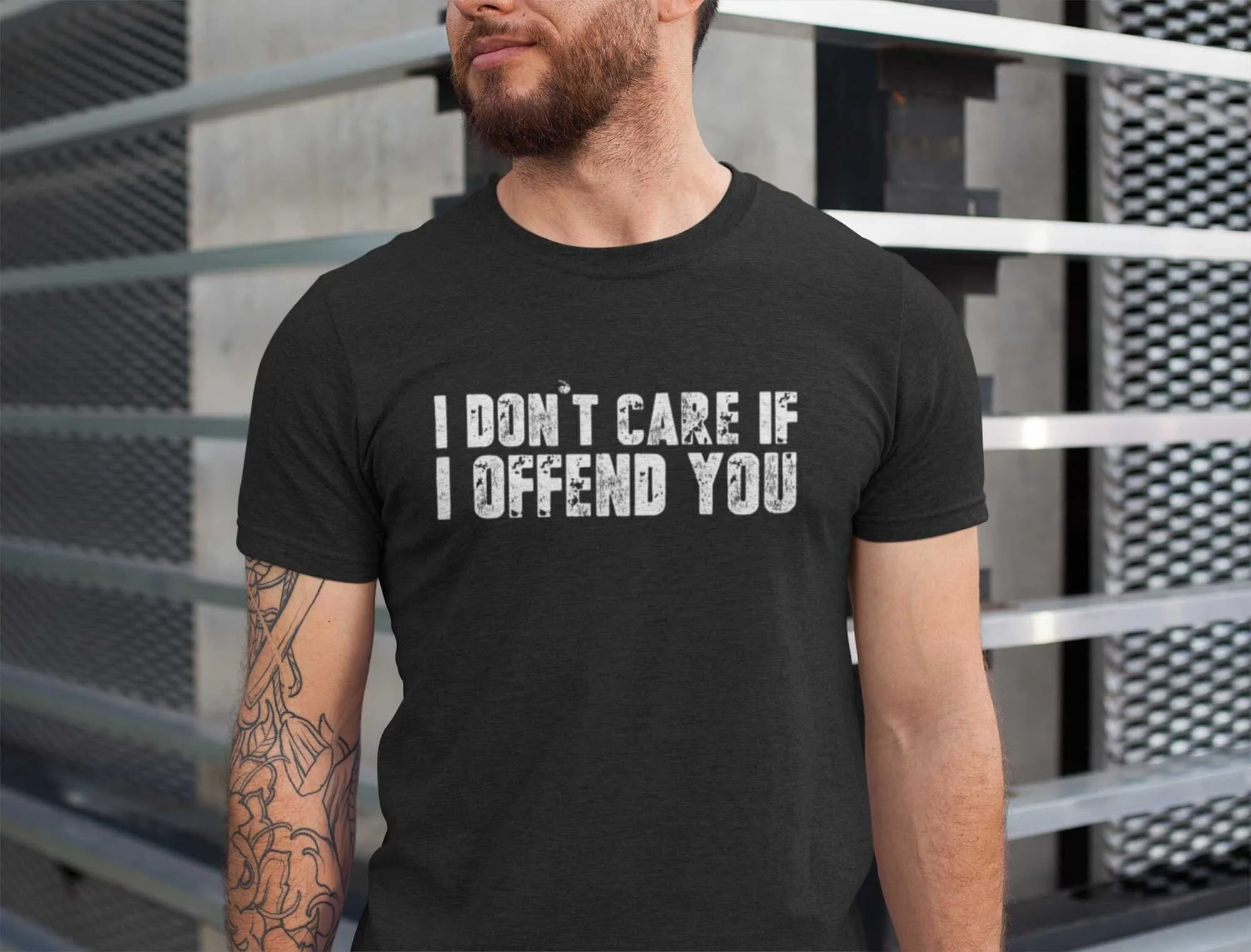 Funny offensive T Shirt I don't care if offend you I'm offended sarcastic tee gift