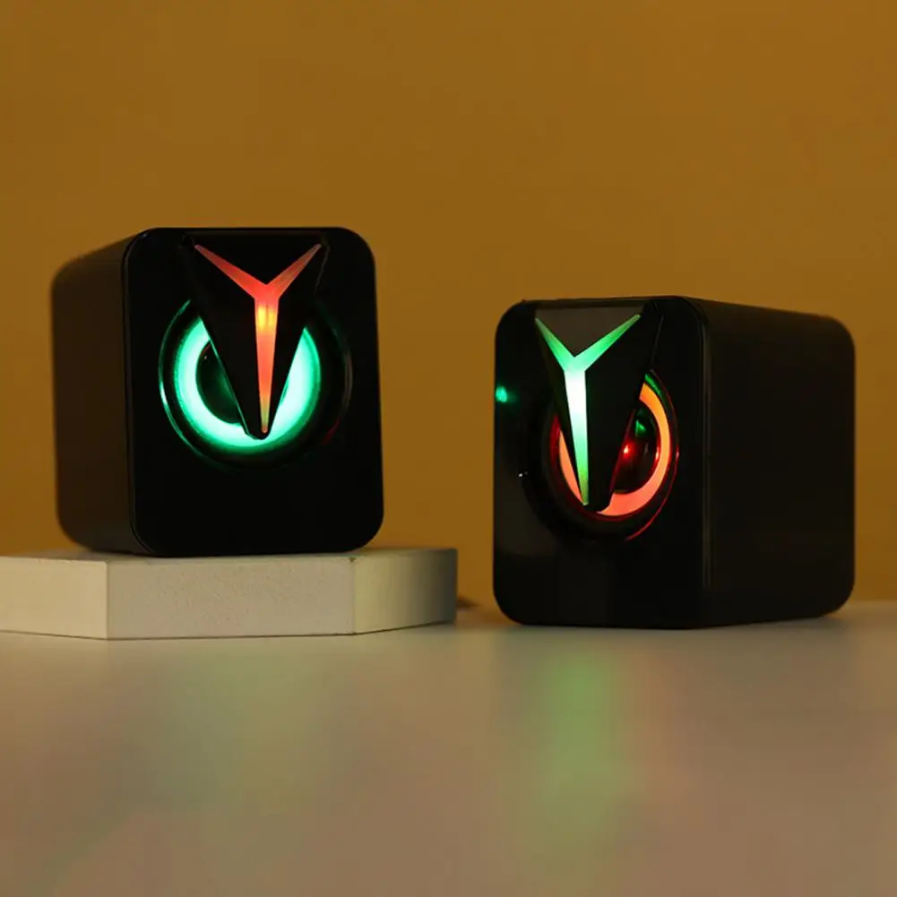 Speaker Desktop portabel, Speaker Usb Mini portabel dengan lampu Rgb untuk komputer Laptop kotak suara Surround Virtual untuk Desktop