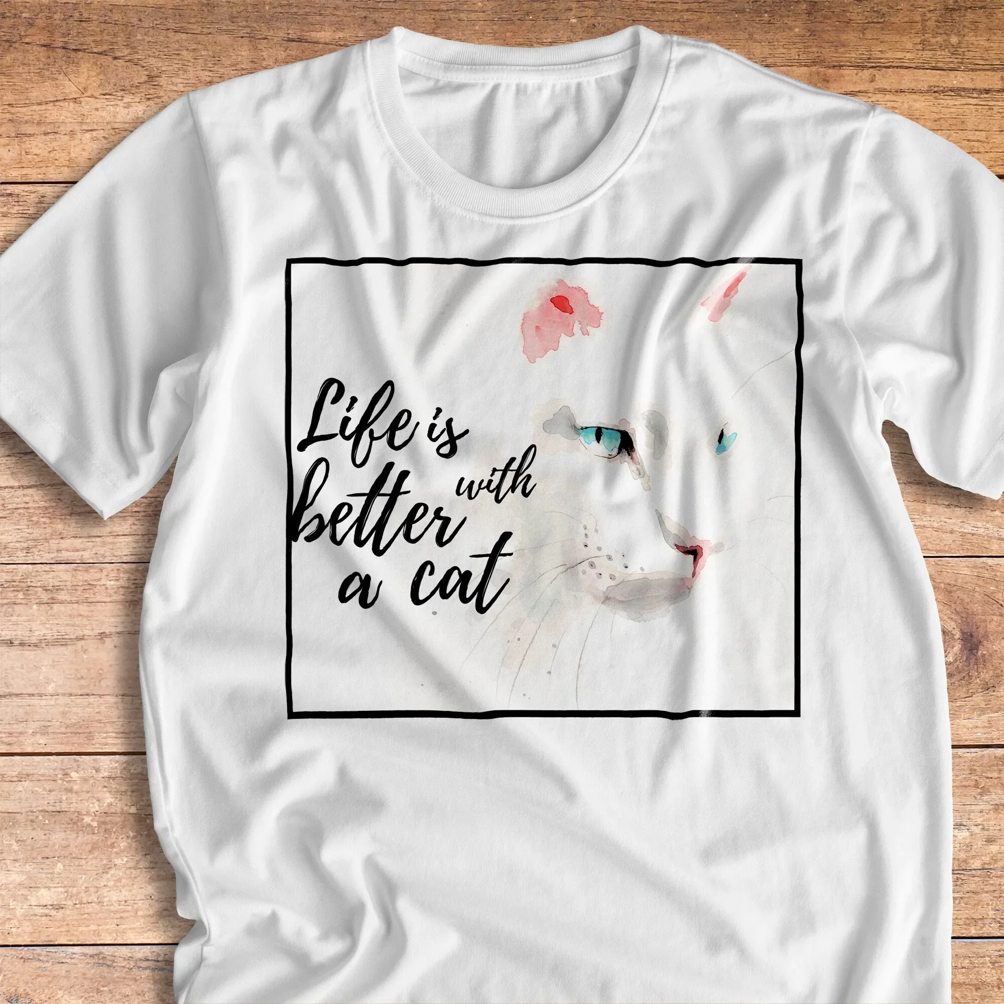 Life is Better With Cat White Siamese Cat Tshirt