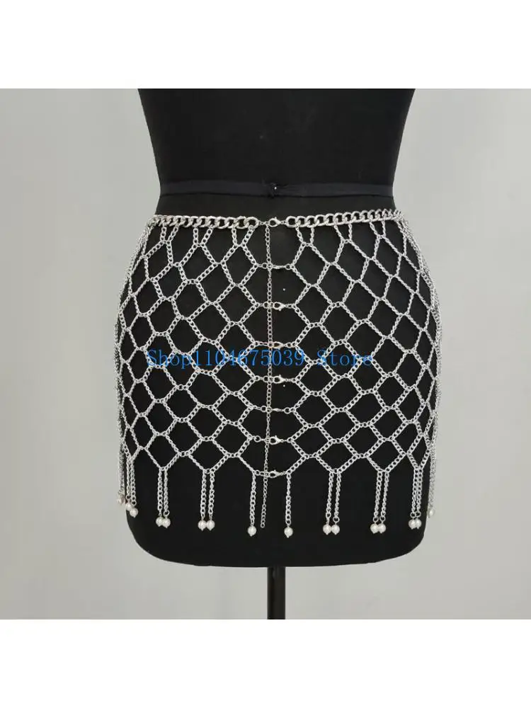 

5ASD Золото/Серебряная юбка для тела Элегантная Полая сетка