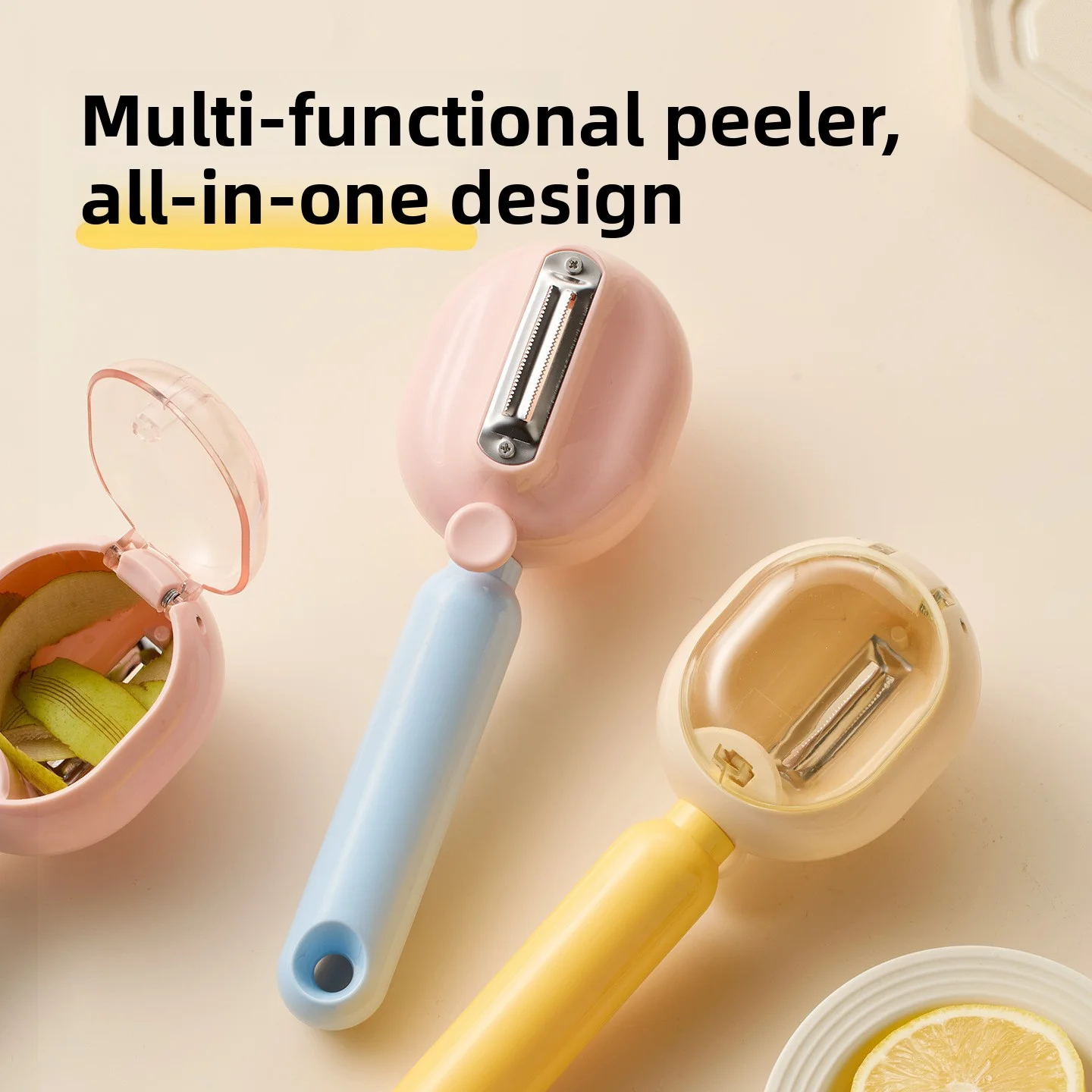 New product peeler can be stored with one click peeling stainless steel blade storage without splashing and peeling device