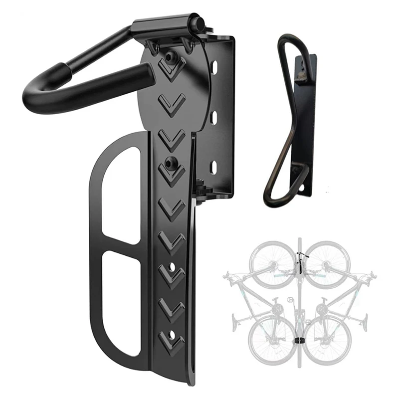 2er-Pack drehbarer Fahrradträger für Garage, Wandmontage, Fahrradaufhänger für Garage, Fahrradträger, Fahrradaufbewahrung, vertikaler Fahrradträger