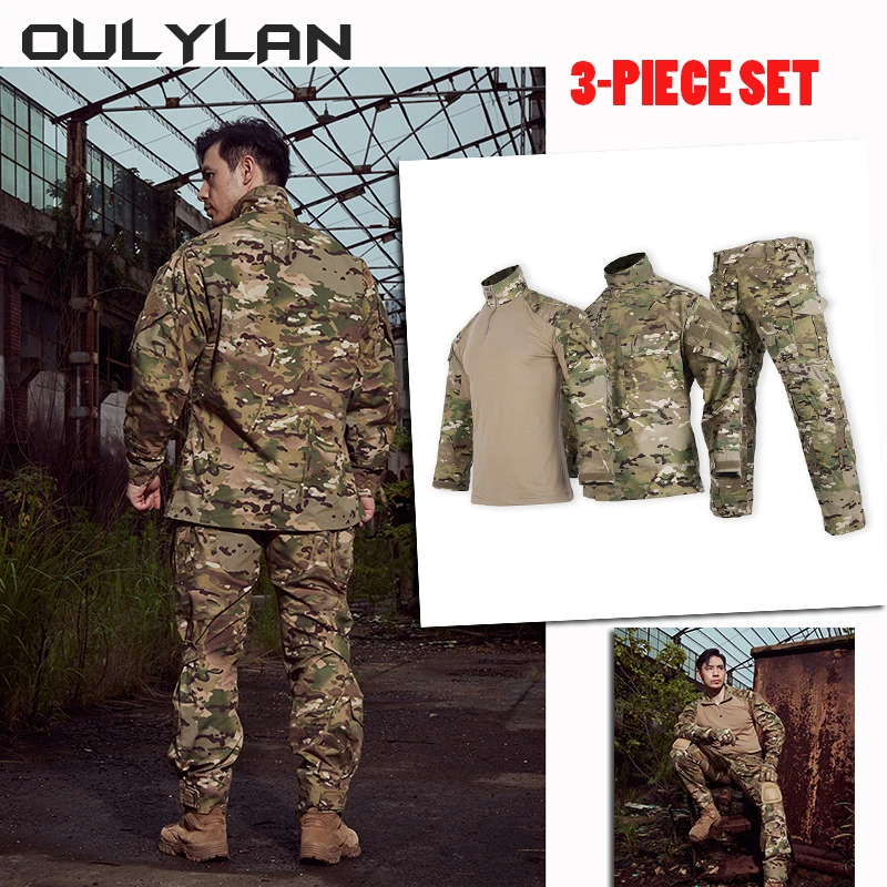 NEW 3PCS Long Sleeved Tactical Suit Set Outdoor Men Training Frog G3 Conbat Suits for Spring Autumn Jacket Pants