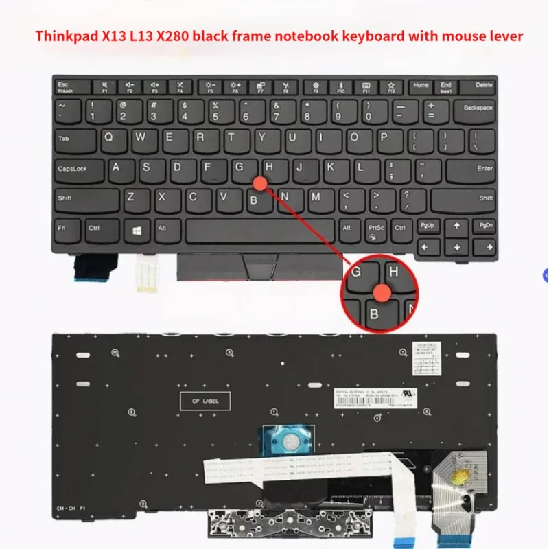 

Brand new Suitable for Lenovo Thinkpad X13 L13 X280 black frame notebook keyboard with mouse lever
