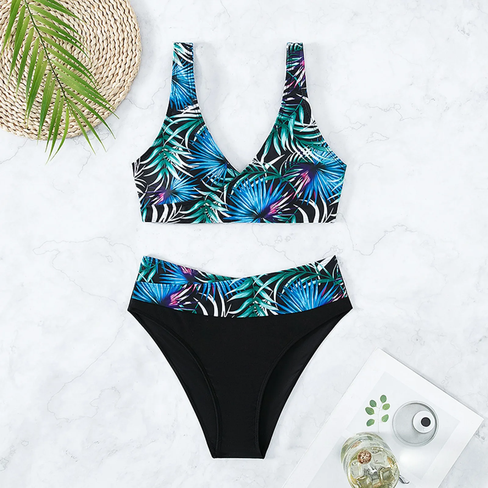 Conjunto de Bikini para mujer, traje de baño Sexy, Vestido de playa, traje de baño de Surf bohemio Hawaiano, Tankini deportivo de dos piezas para verano