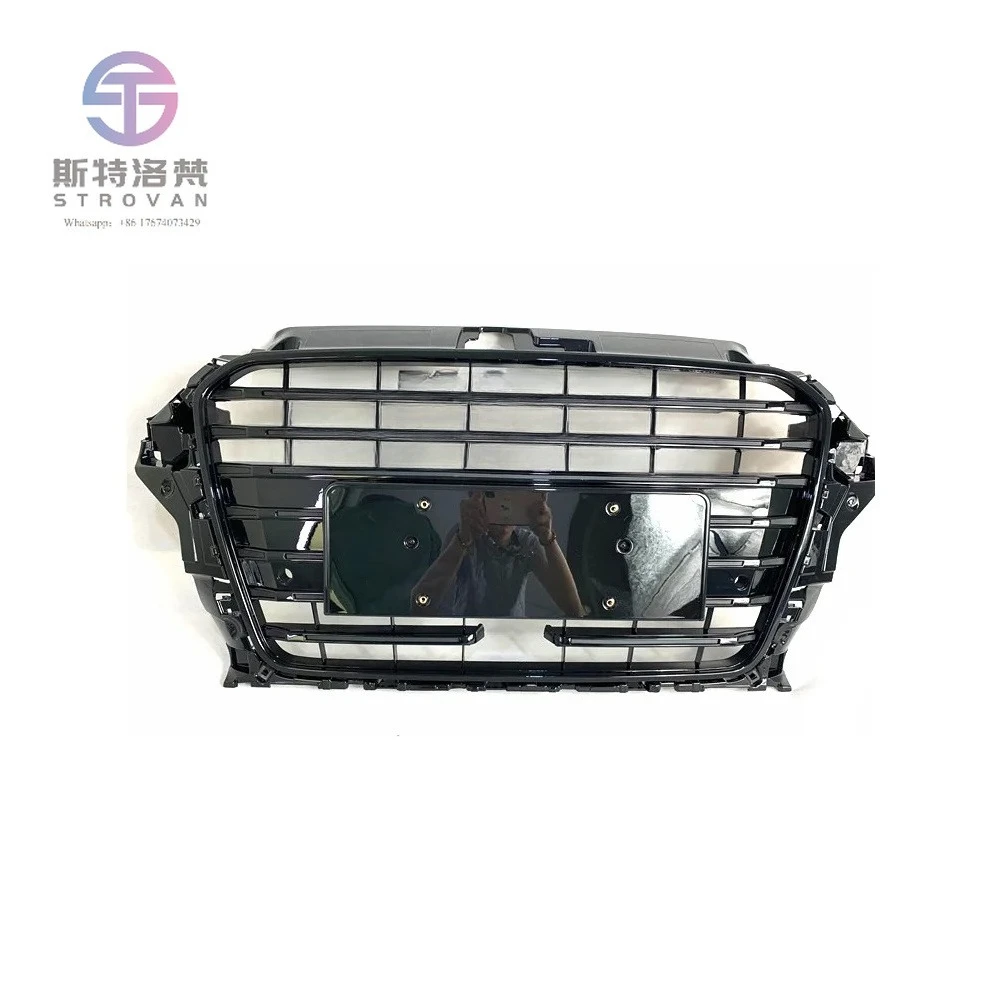 Fashionable Design ABS Grille with ACC Replacement Paint Black Front Grill for audis A3 S3 2014-2016