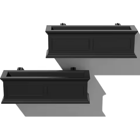 Veradek Brixton Series Plastic Railing Planter - Rectangular Planter for Outdoor Deck/Balcony | Crack-Resistant with Adjustable