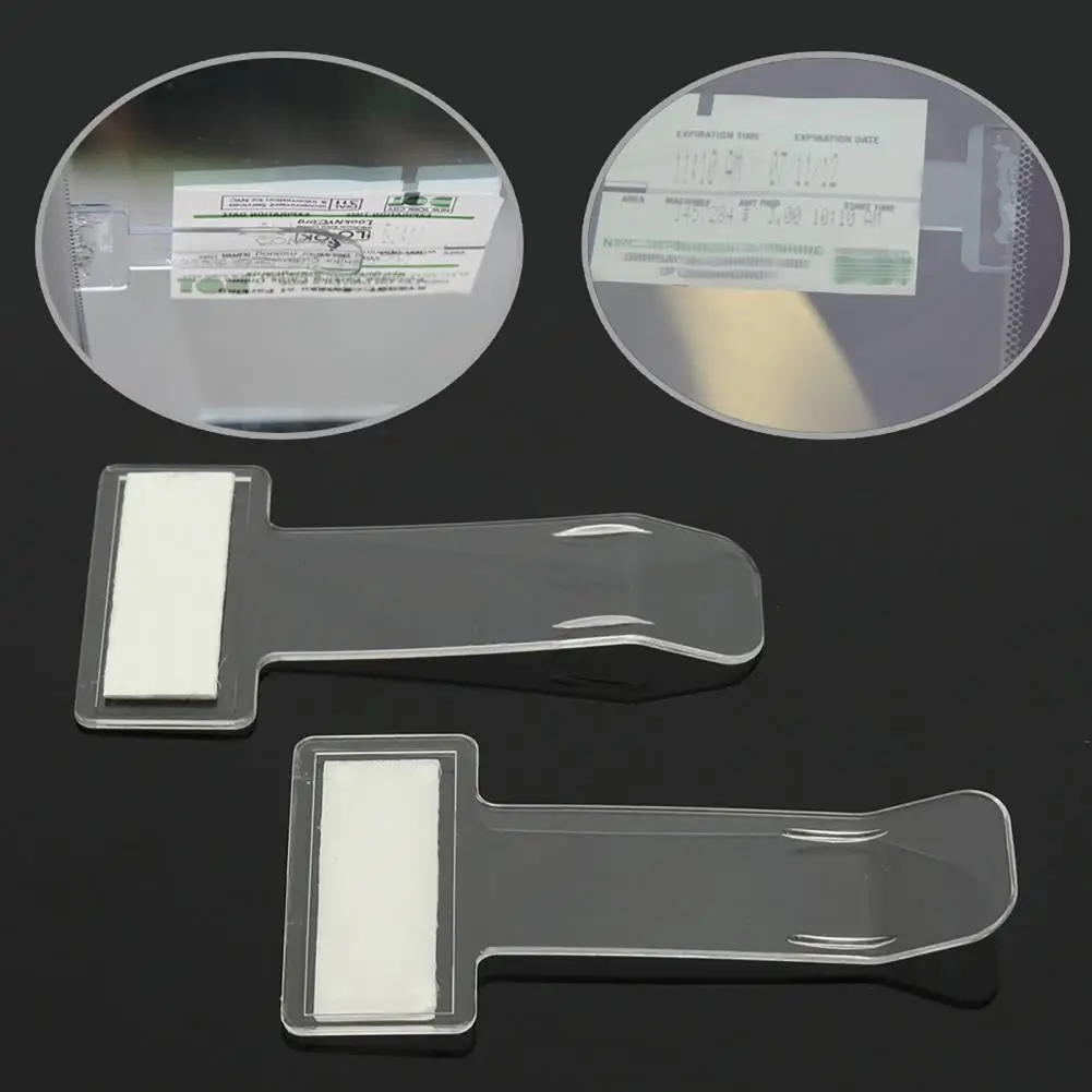 Ticket Holder Clip Transparent Durable Plastic Parking Permit Holder Clip Sticker For Office Car Accessories Con Billetera