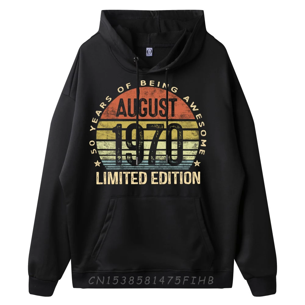 August 1970 Limited Edition 50th Birthday 50 Year Old Plain Sweatshirts Wholesale Natural Hoodies Men Father's Day