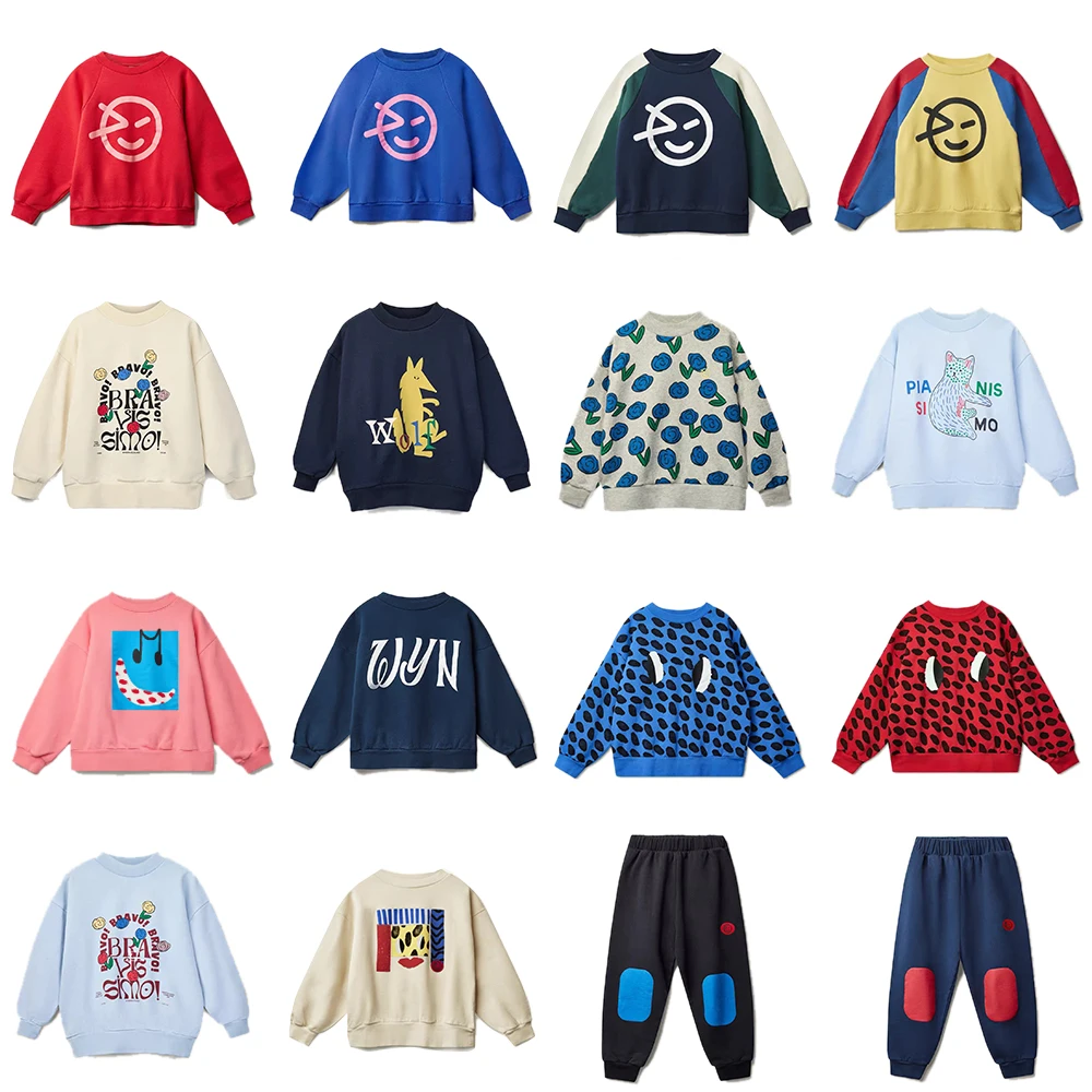 

New 2025 Wyn Autumn Winter Kids Boys Sweatshirts Cotton Letter Pullover Sweaters For Girls Children Warm Outwear Tops Clothing