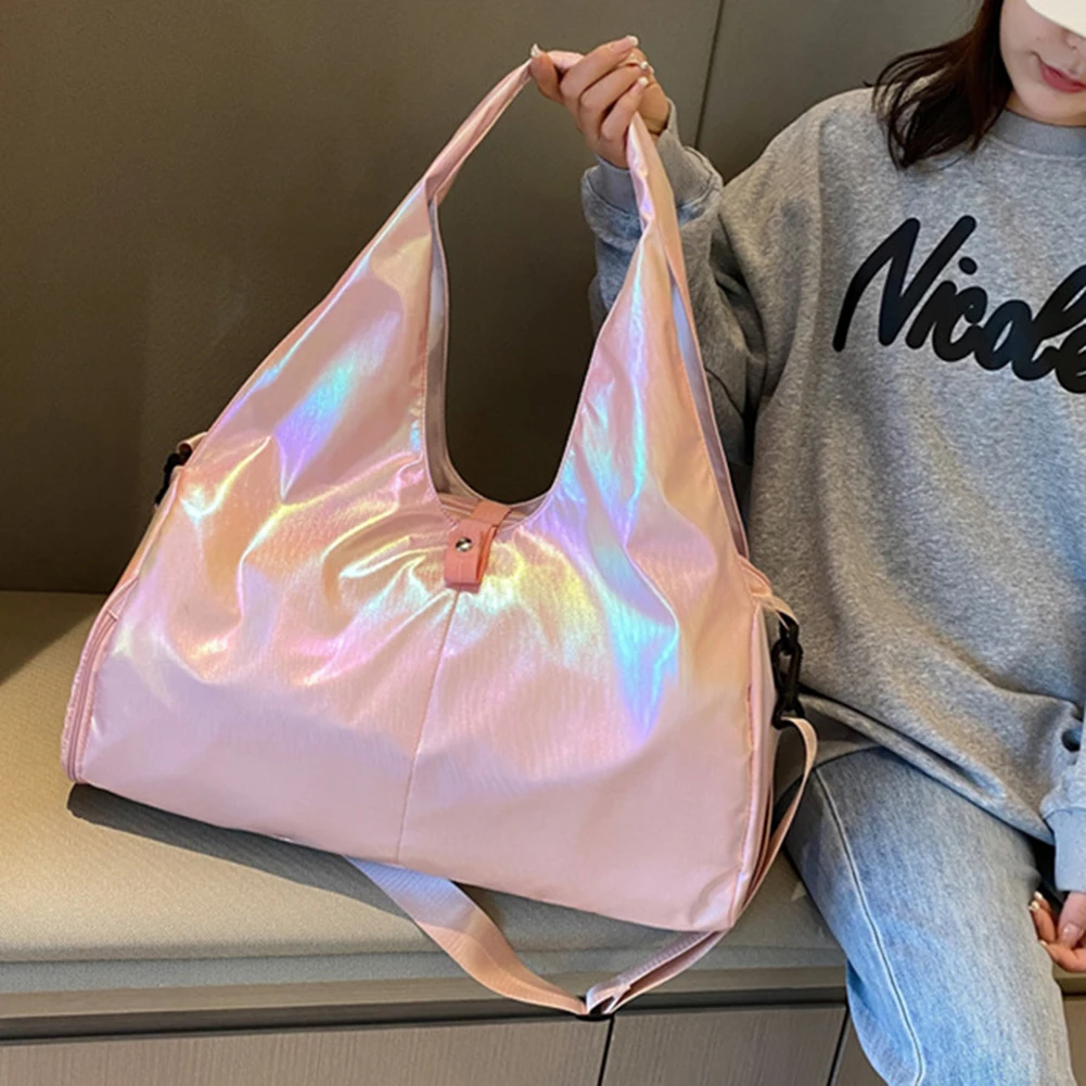 Women Dance Crossbody Bag Large Capacity Pearlescent Gym Satchel Bag with Shoe Compartment Dry Wet Separation Outdoor Simple Bag