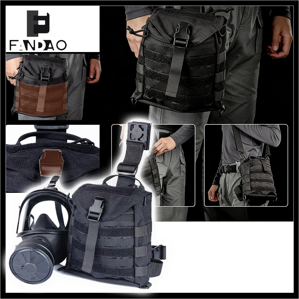 

Tactical Gas Mask Bag Pack Airsoft Multi-Functional Quick-Release Helmet Leg Pouch for Outdoor CS Hunting Paintball Shooting